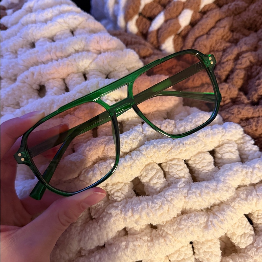Green Translucent Oversized Aviator Sunglasses